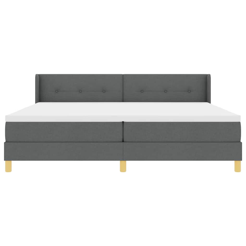 Boxspringbed met hoofdeinde Donkergrijs 200 x 200 cm Stof