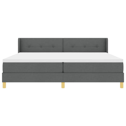 Boxspringbed met hoofdeinde Donkergrijs 200 x 200 cm Stof