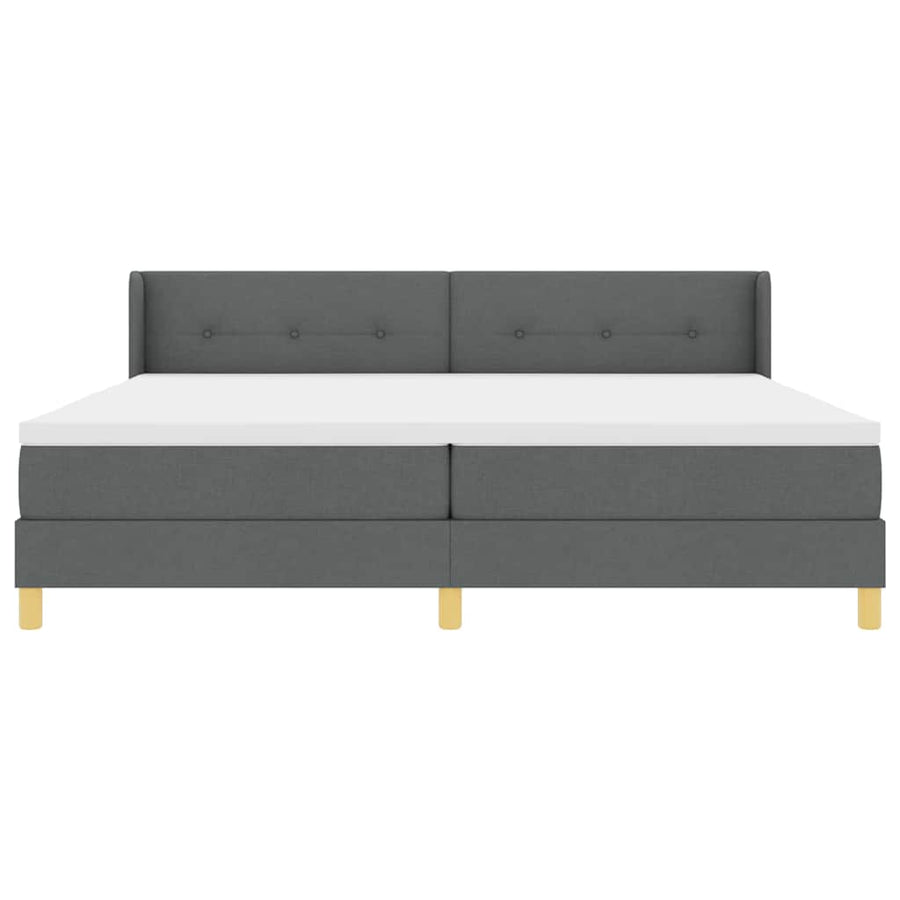 Boxspringbed met hoofdeinde Donkergrijs 200 x 200 cm Stof