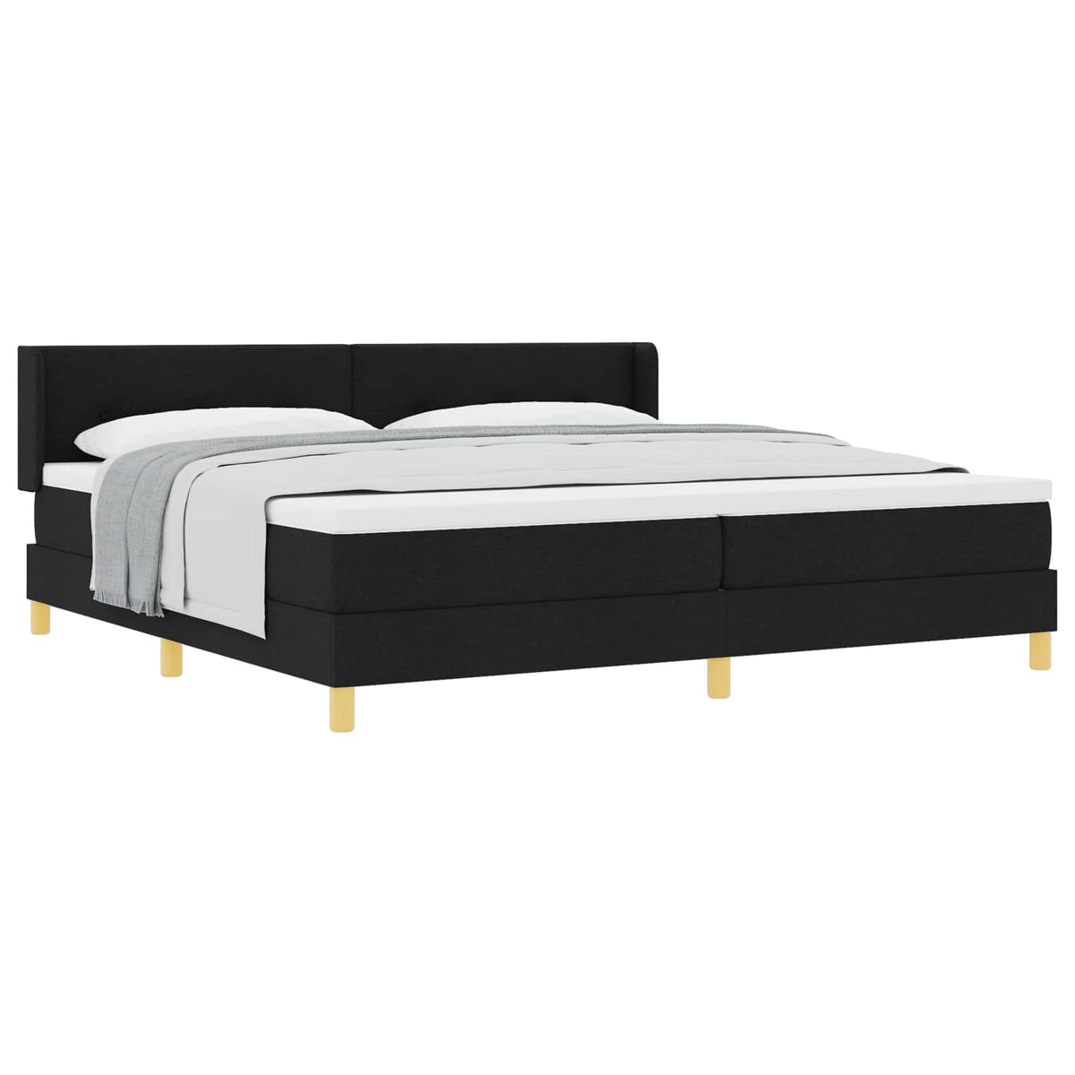 Boxspringbed met hoofdeinde Zwart 200 x 200 cm Stof