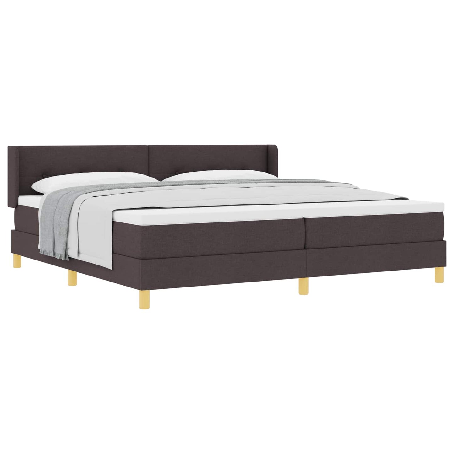 Boxspringbed met hoofdeinde Donkerbruin 200 x 200 cm Stof
