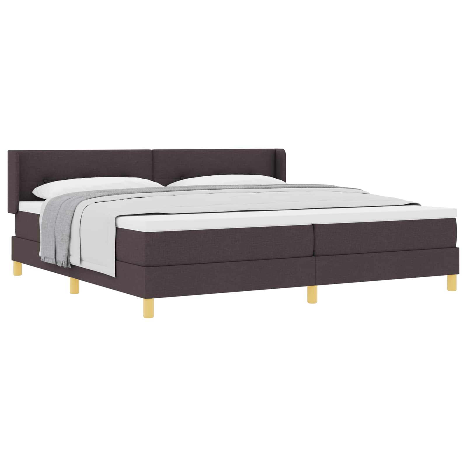 Boxspringbed met hoofdeinde Donkerbruin 200 x 200 cm Stof