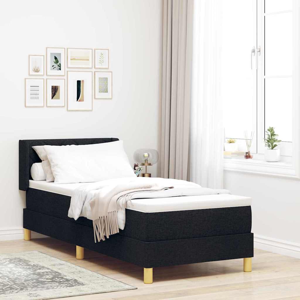 Boxspring bed Zwart en Wit en Zwart 80 x 200 cm Stof
