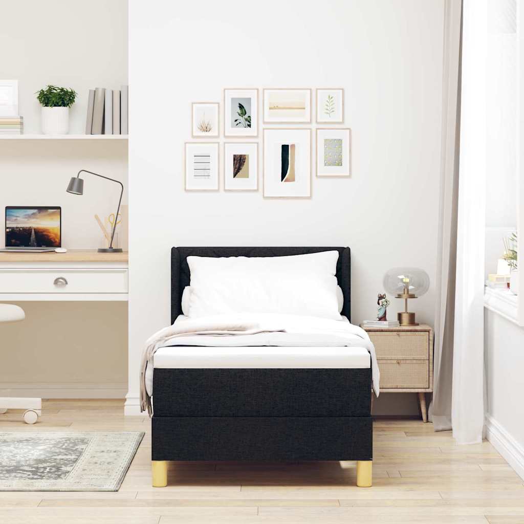 Boxspring bed Zwart en Wit en Zwart 80 x 200 cm Stof