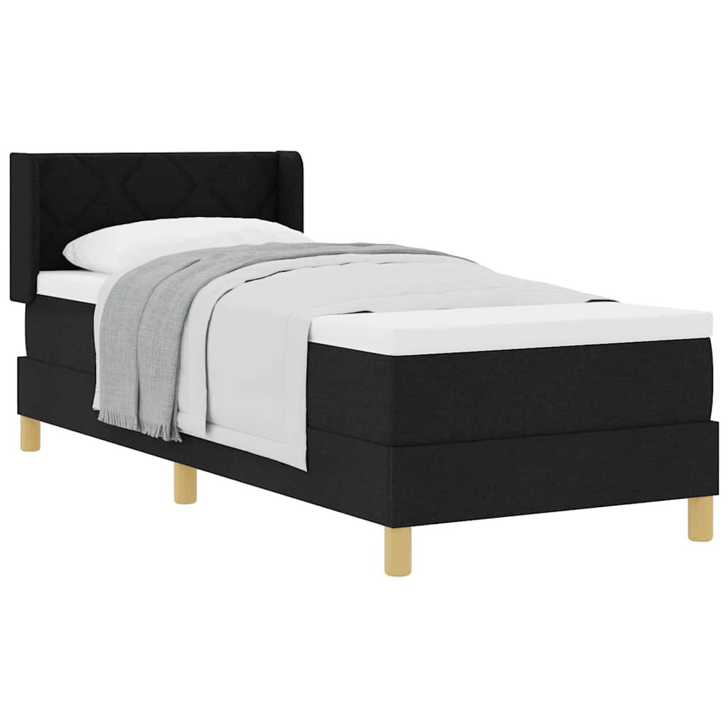 Boxspring bed Zwart en Wit en Zwart 80 x 200 cm Stof