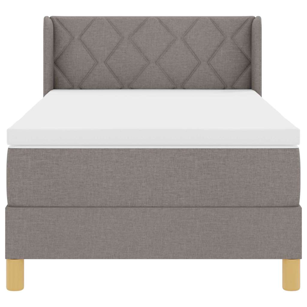 Boxspringbed Met Matras 190 X 90 Cm Polyester Taupe 90 x 190 cm Diamant blokken ontwerp