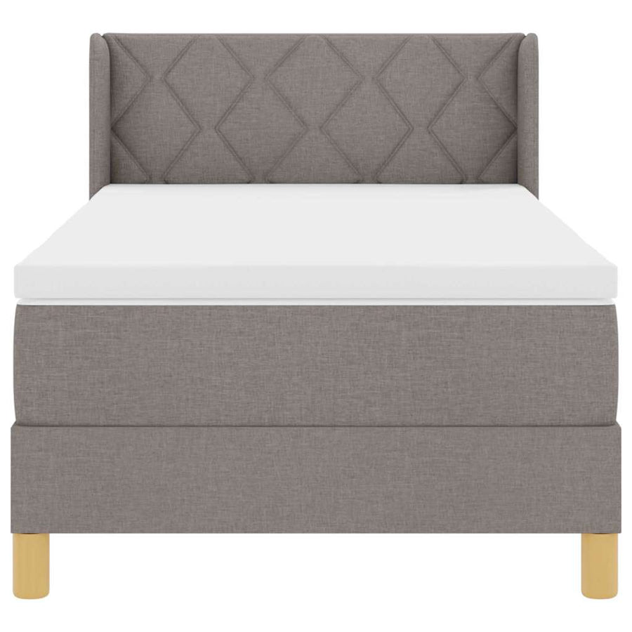 Boxspringbed Met Matras 190 X 90 Cm Polyester Taupe 90 x 190 cm Diamant blokken ontwerp