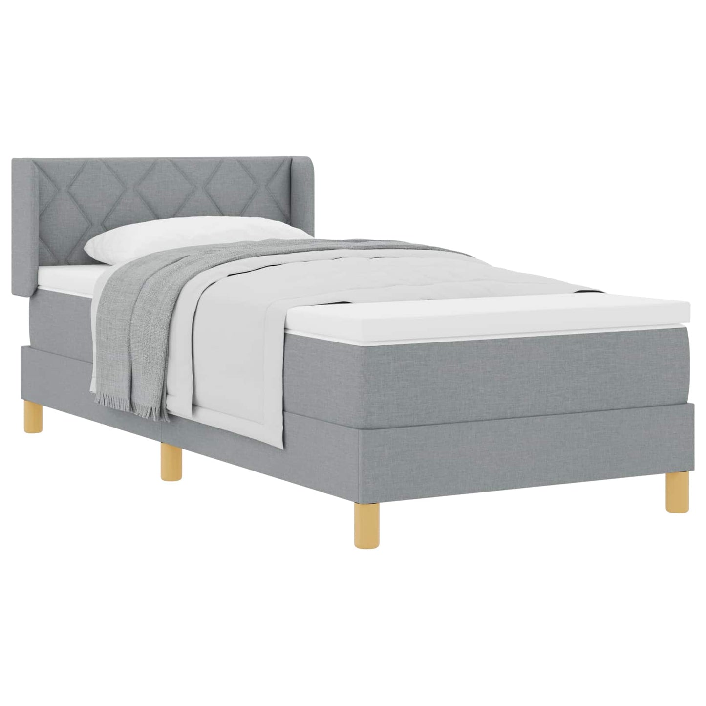 Boxspringbed met matras Lichtgrijs 200 x 100 cm Stof
