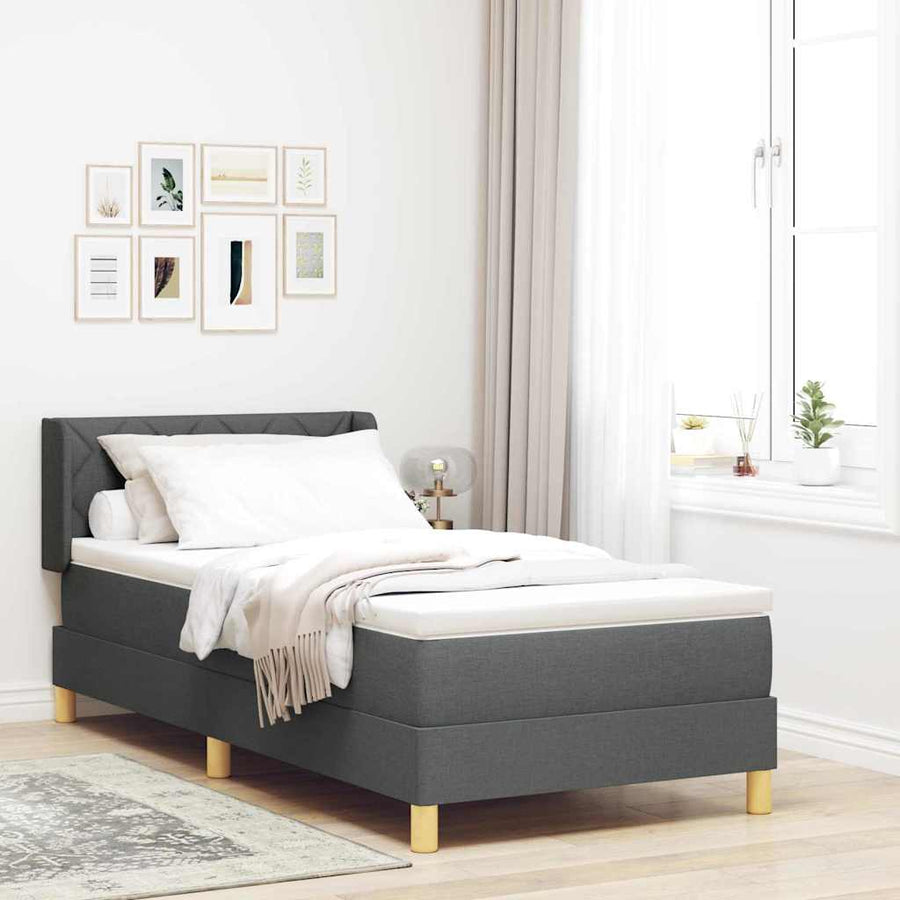Boxspringbed met Matras, Donkergrijs, 100 x 200 cm, Stof