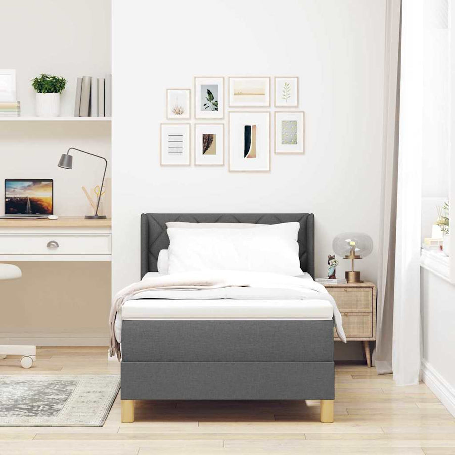Boxspringbed met Matras, Donkergrijs, 100 x 200 cm, Stof