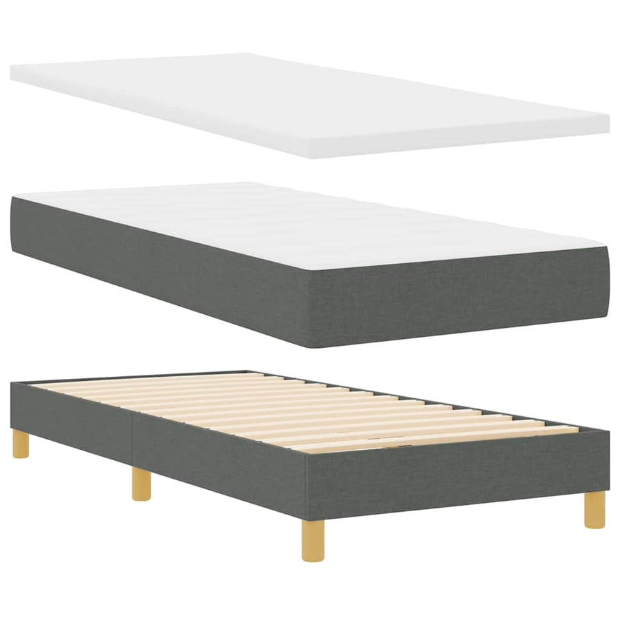 Boxspringbed met Matras, Donkergrijs, 100 x 200 cm, Stof