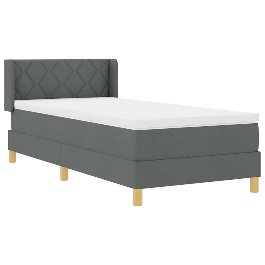 Boxspringbed met Matras, Donkergrijs, 100 x 200 cm, Stof