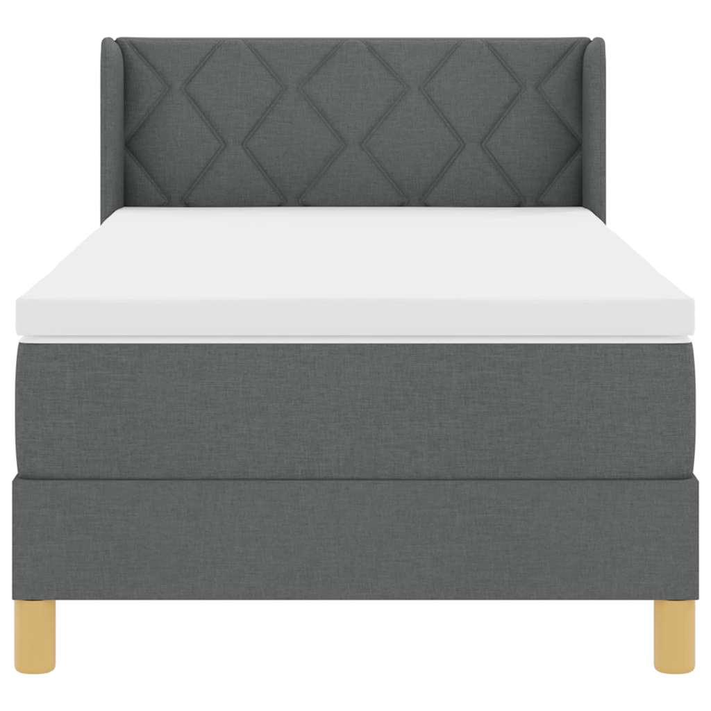 Boxspringbed met Matras, Donkergrijs, 100 x 200 cm, Stof