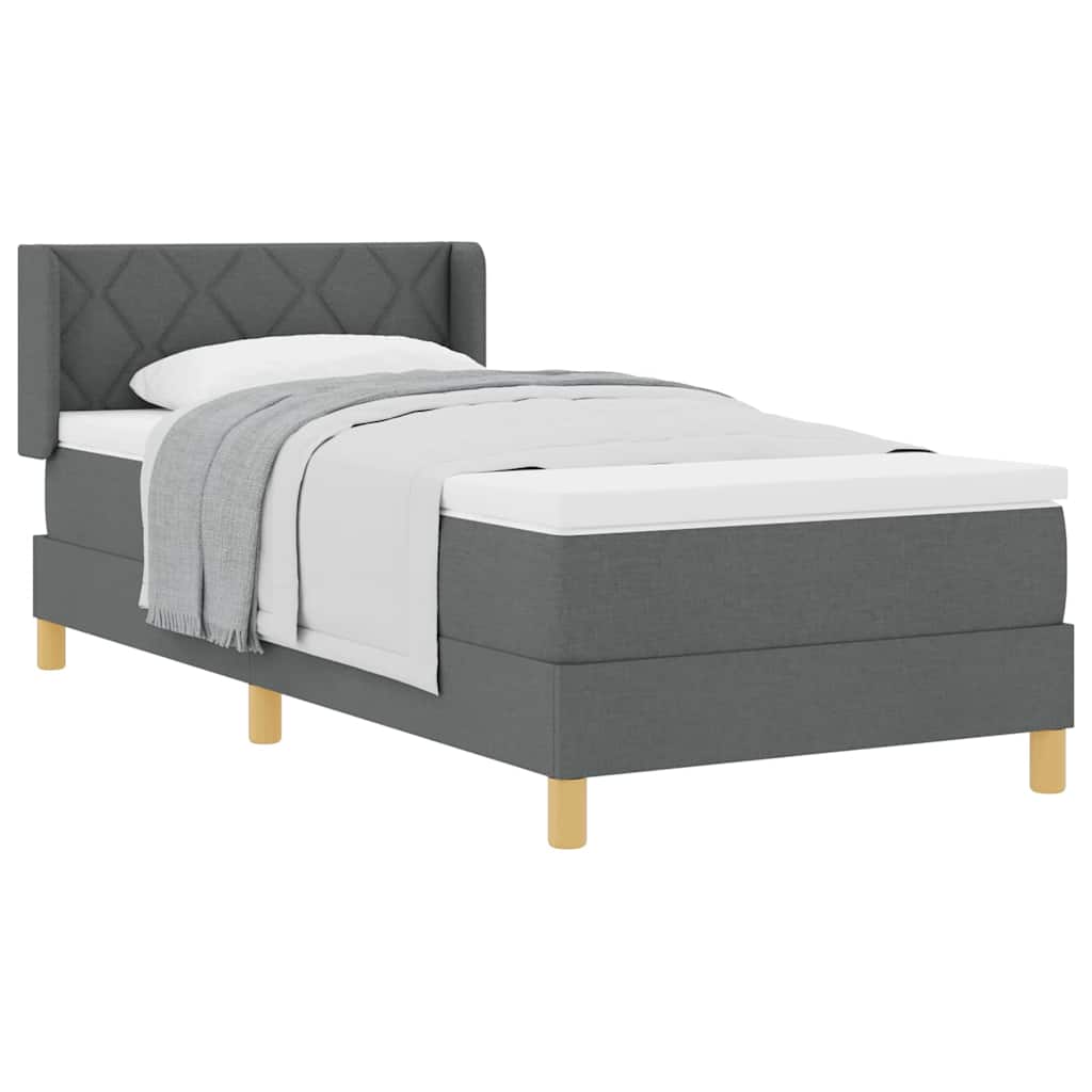 Boxspringbed met Matras, Donkergrijs, 100 x 200 cm, Stof