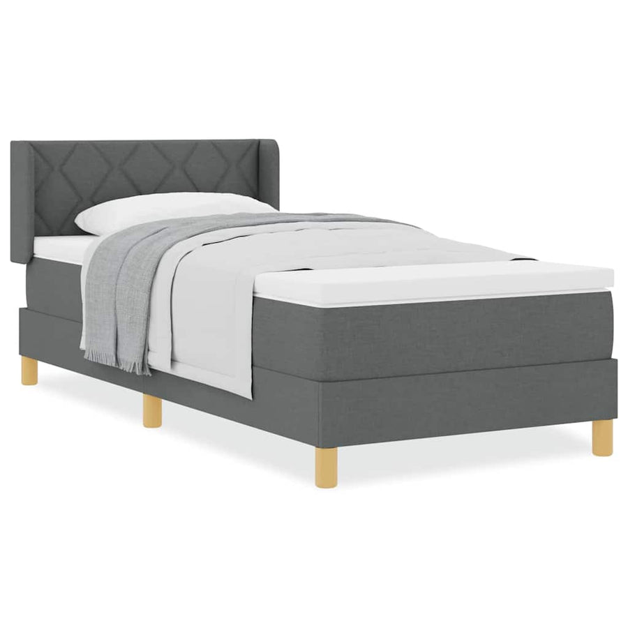 Boxspringbed met Matras, Donkergrijs, 100 x 200 cm, Stof