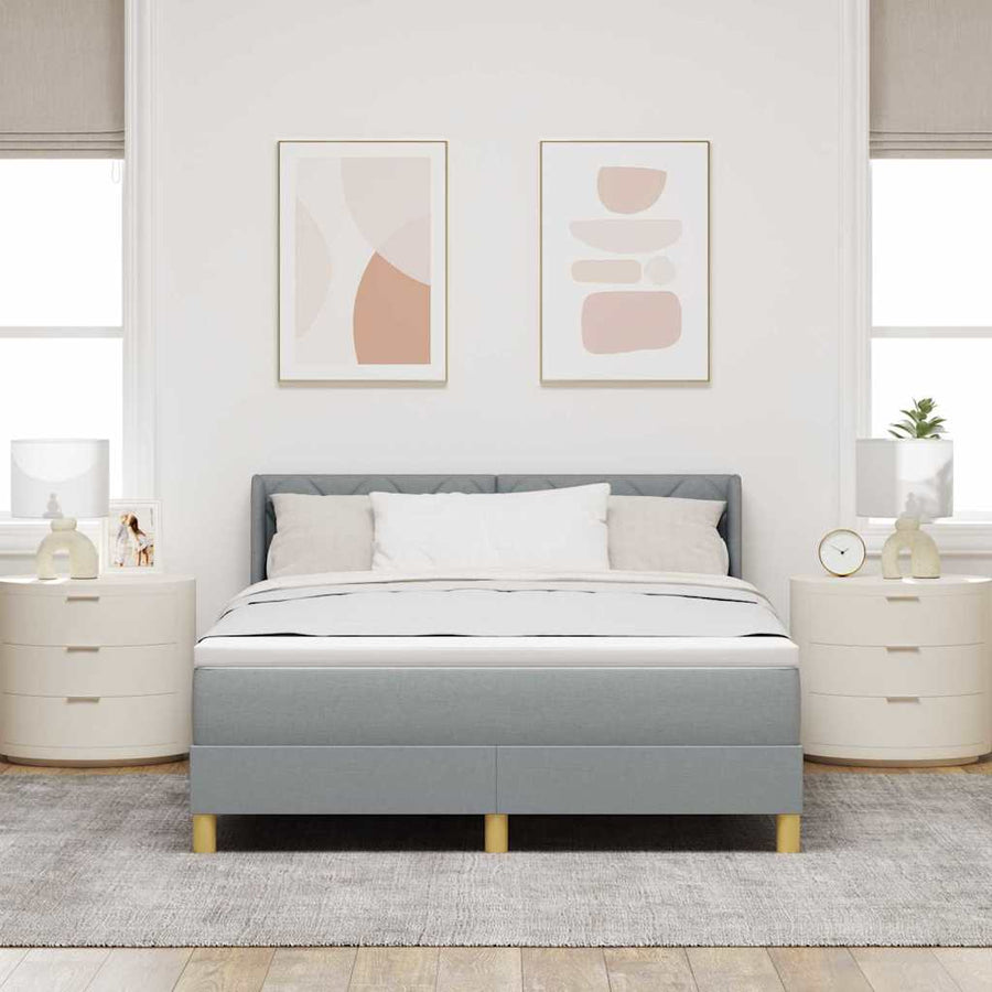 Boxspringbed met hoofdeinde Lichtgrijs 190 x 140 cm Stof