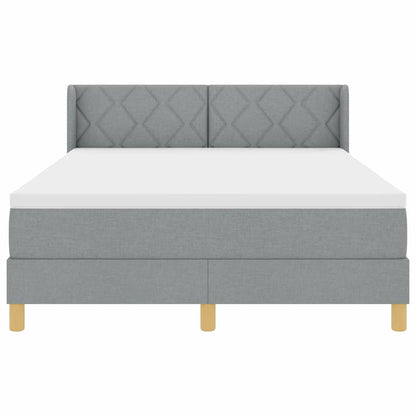 Boxspringbed met hoofdeinde Lichtgrijs 190 x 140 cm Stof