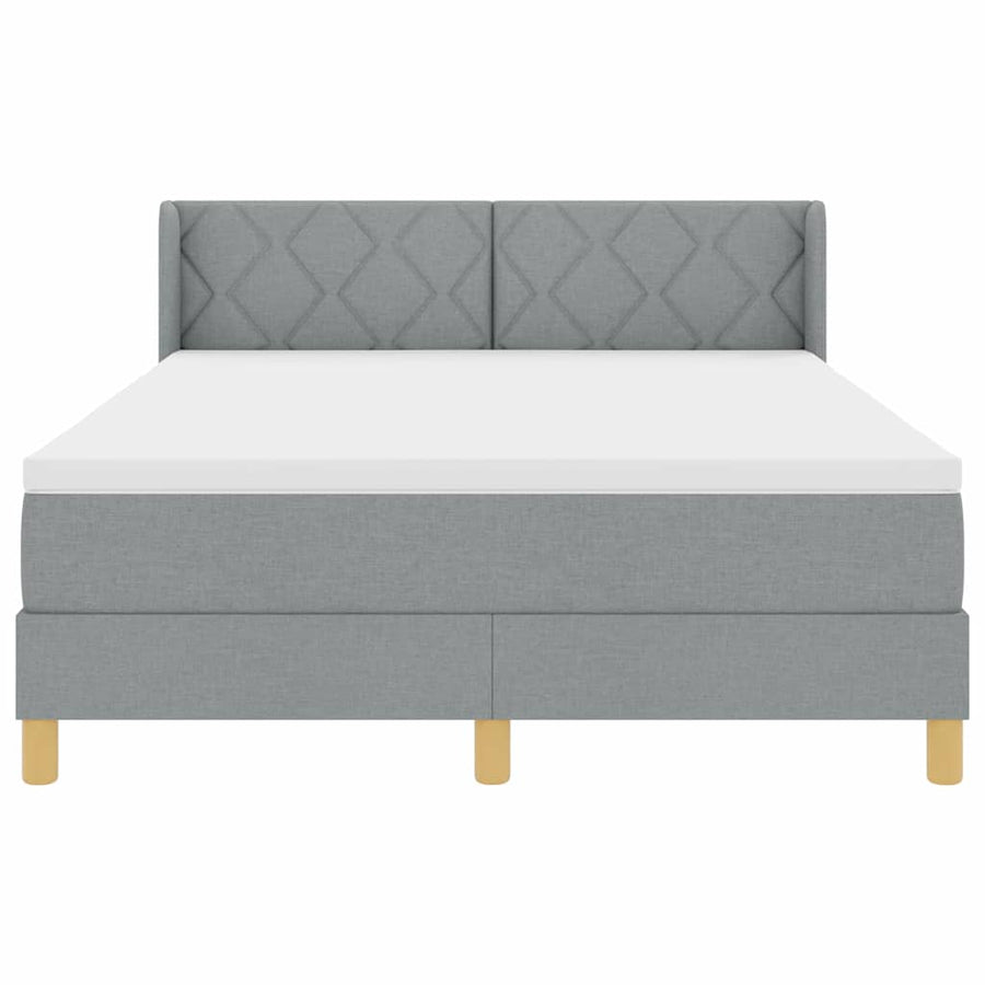 Boxspringbed met hoofdeinde Lichtgrijs 190 x 140 cm Stof