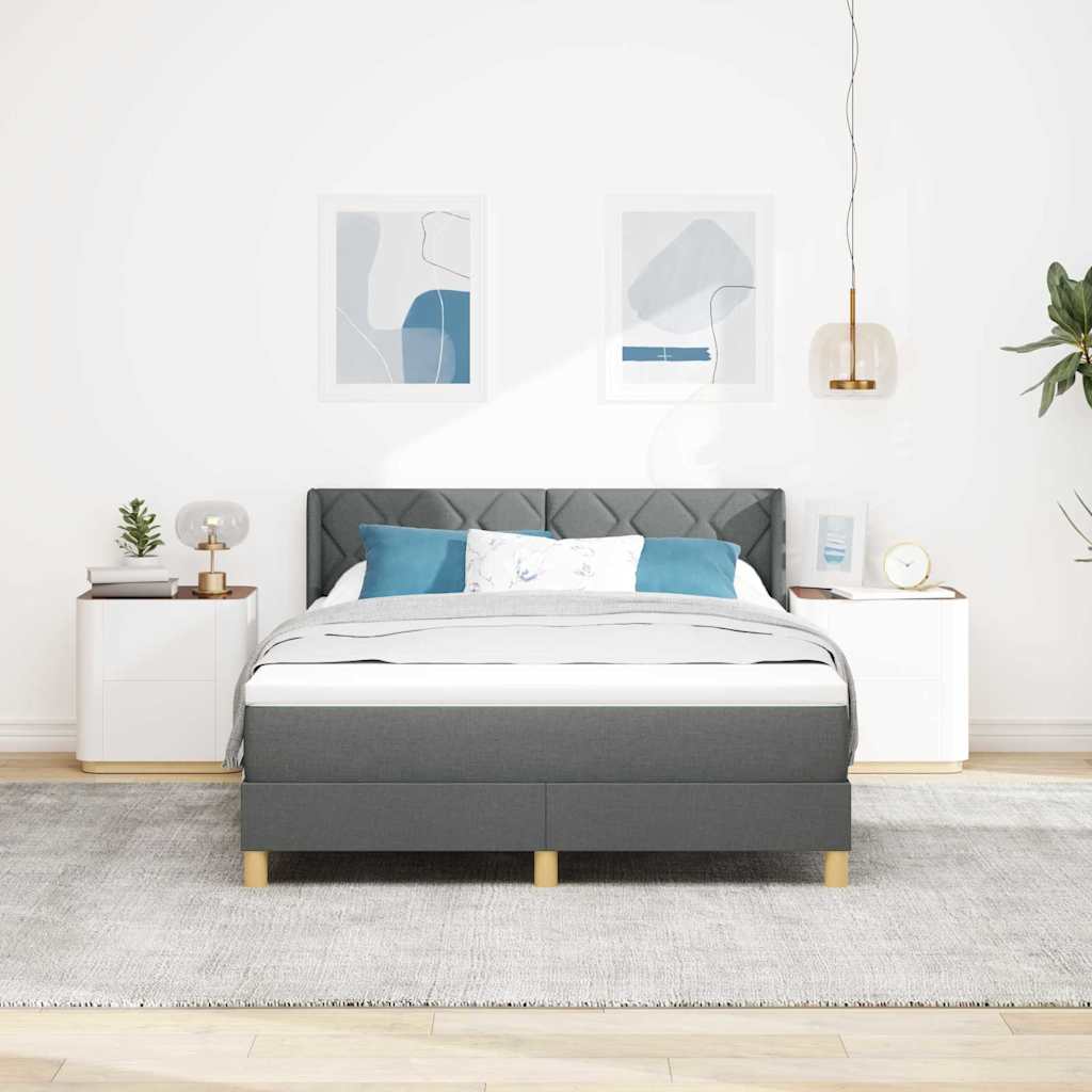 Boxspringbed met hoofdeinde Donkergrijs 190 x 140 cm Stof