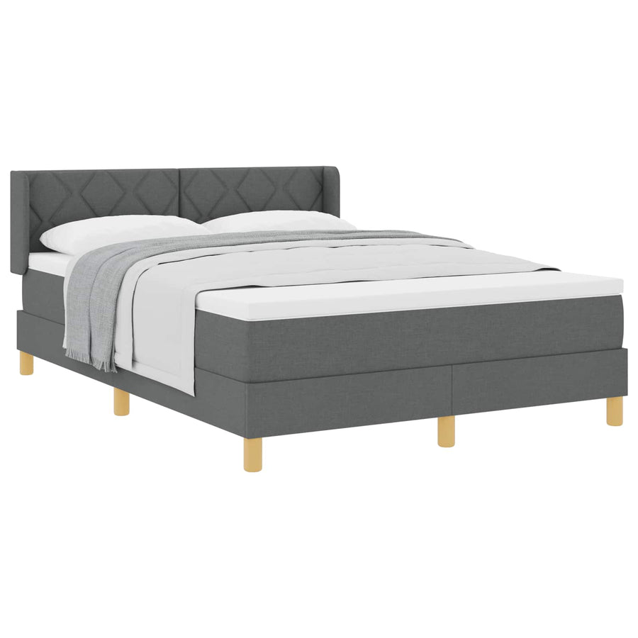 Boxspringbed met hoofdeinde Donkergrijs 190 x 140 cm Stof