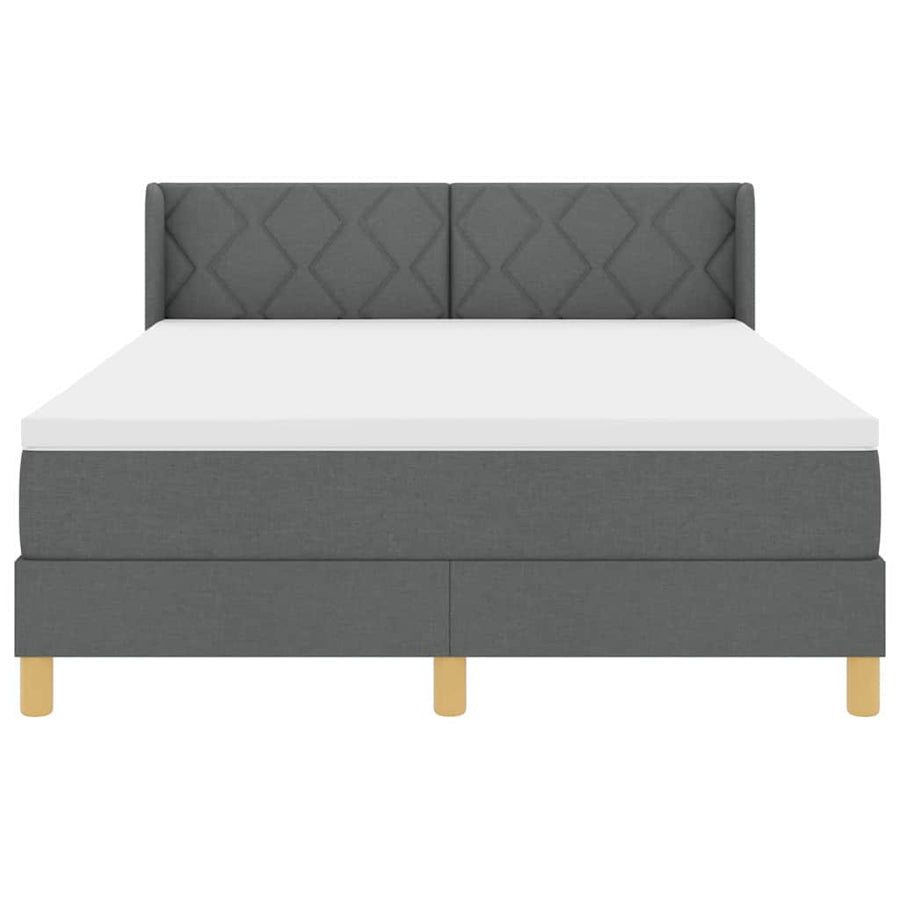Boxspringbed met hoofdeinde Donkergrijs 190 x 140 cm Stof