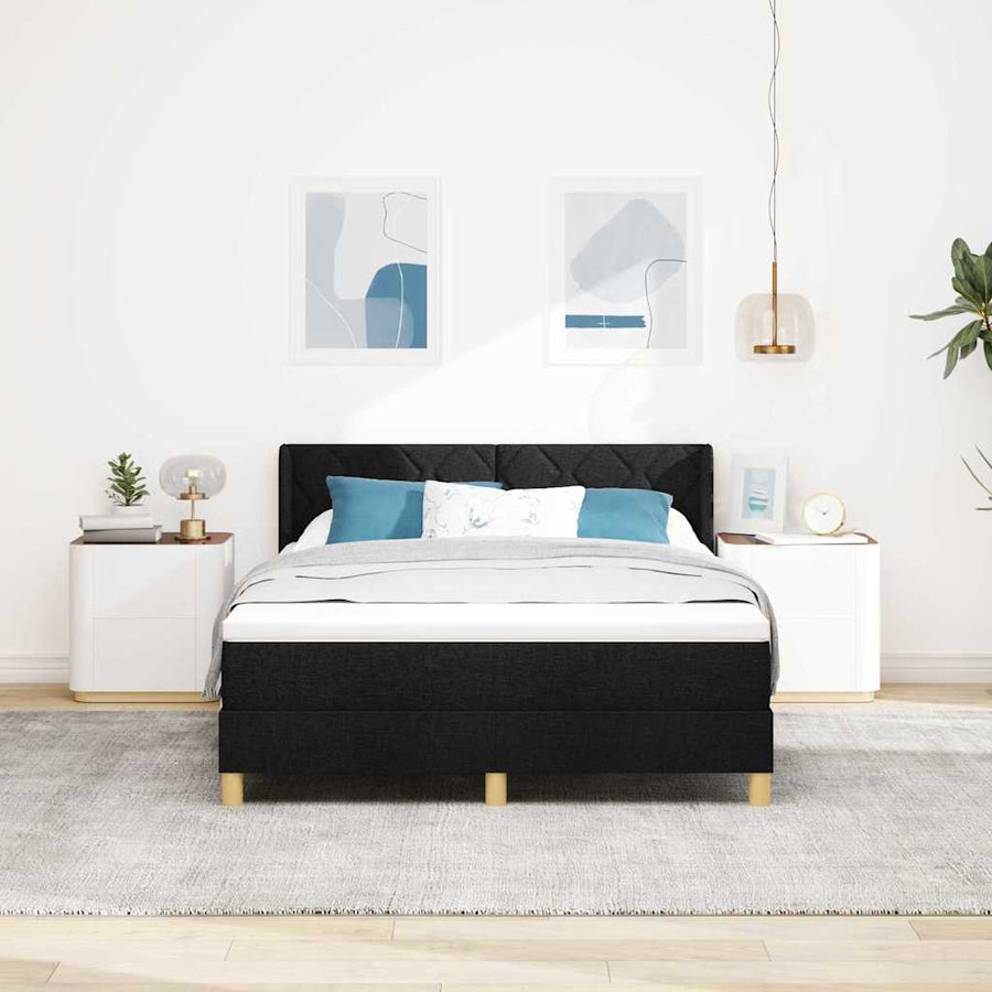 Boxspringbed met hoofdeinde Zwart 190 x 140 cm Stof