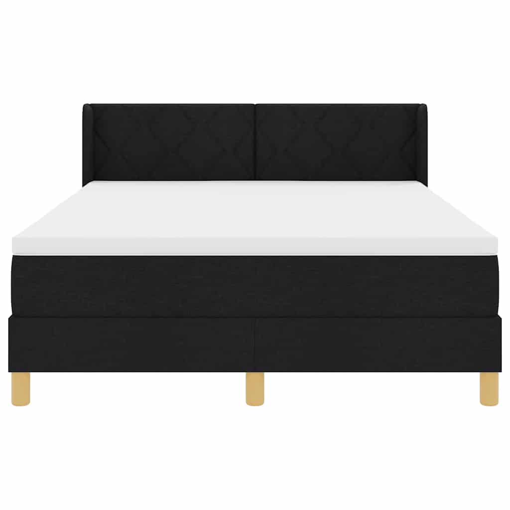 Boxspringbed met hoofdeinde Zwart 190 x 140 cm Stof