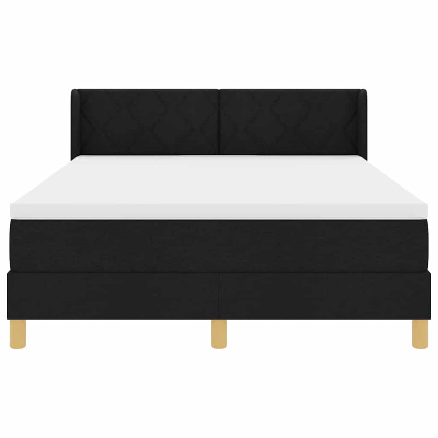 Boxspringbed met hoofdeinde Zwart 190 x 140 cm Stof