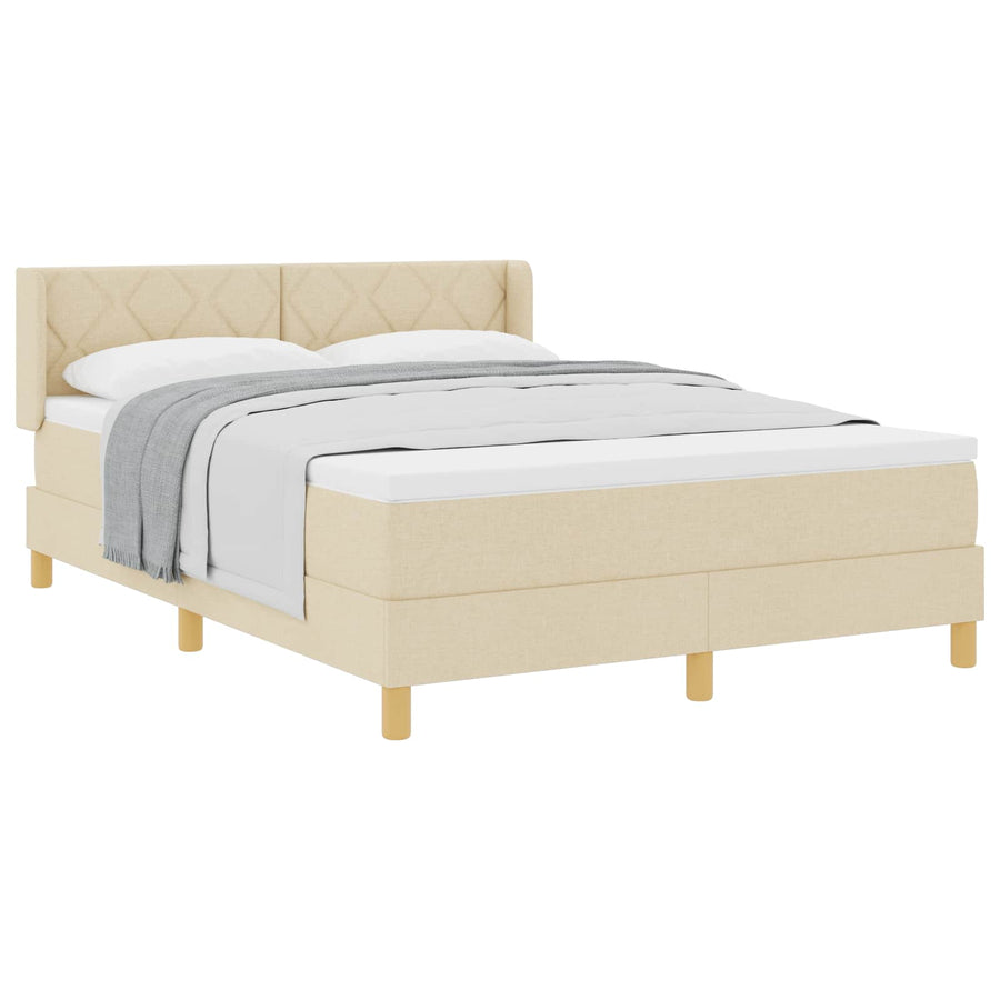 Boxspringbed met hoofdeinde Crème 190 x 140 cm Stof