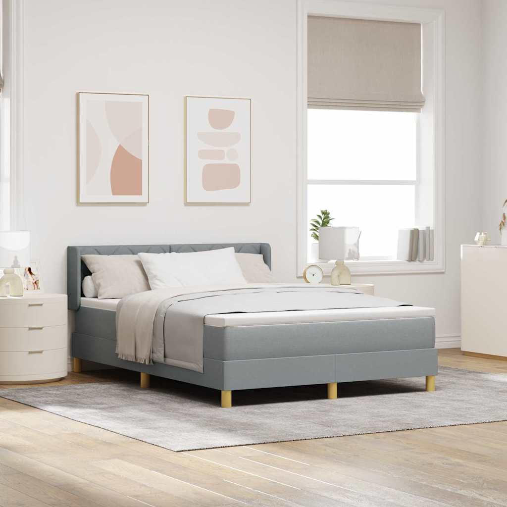 Boxspringbed met hoofdeinde Lichtgrijs 200 x 140 cm Stof