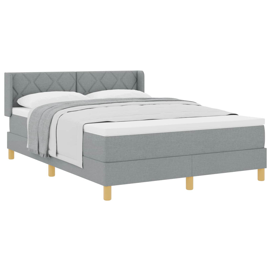 Boxspringbed met hoofdeinde Lichtgrijs 200 x 140 cm Stof