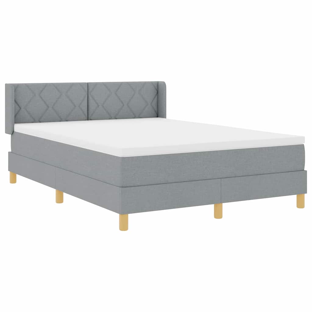 Boxspringbed met hoofdeinde Lichtgrijs 200 x 140 cm Stof