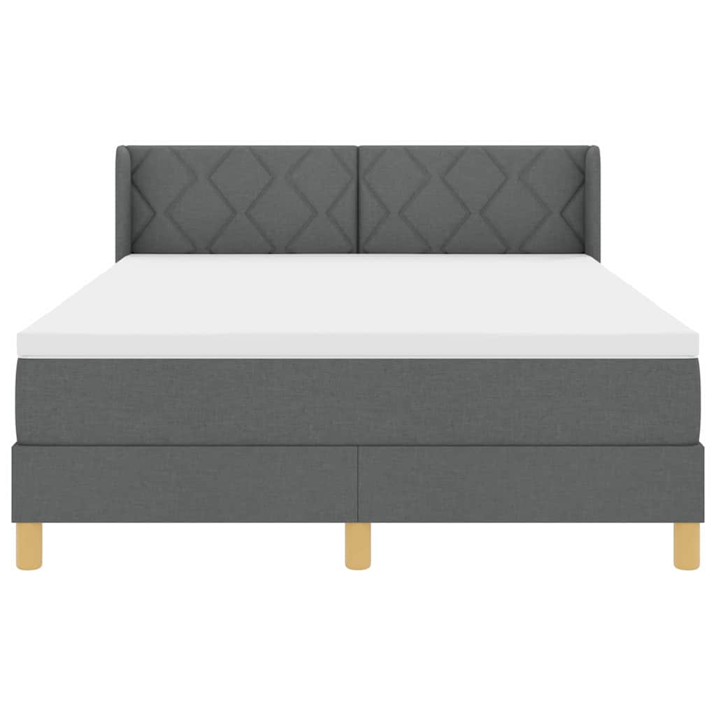 Boxspringbed met hoofdeinde Donkergrijs 200 x 140 cm Stof
