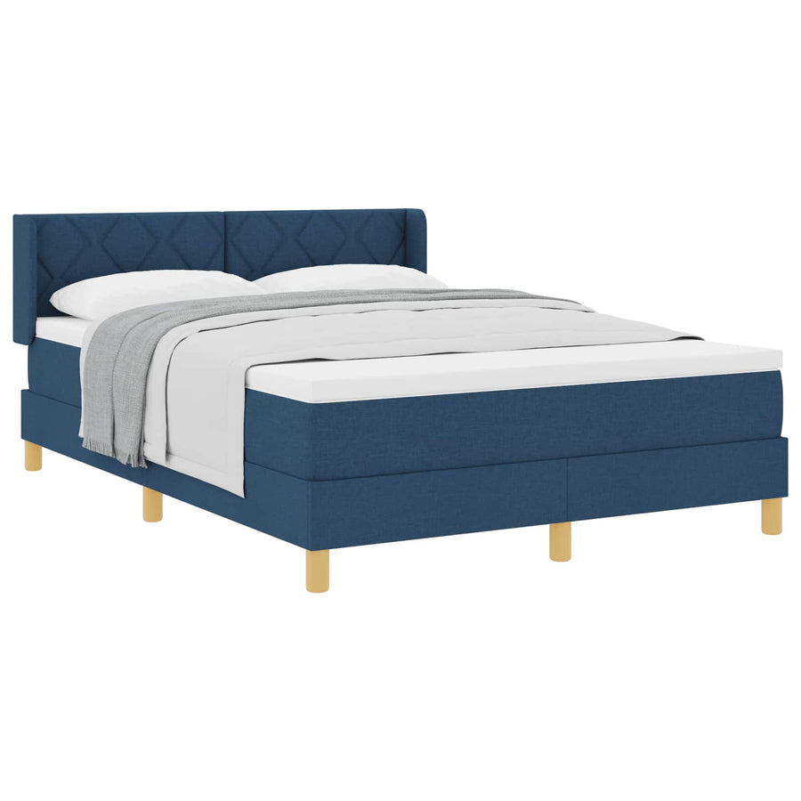 Boxspringbed met kussen met hoofdeinde Blauw 200 x 140 cm Stof
