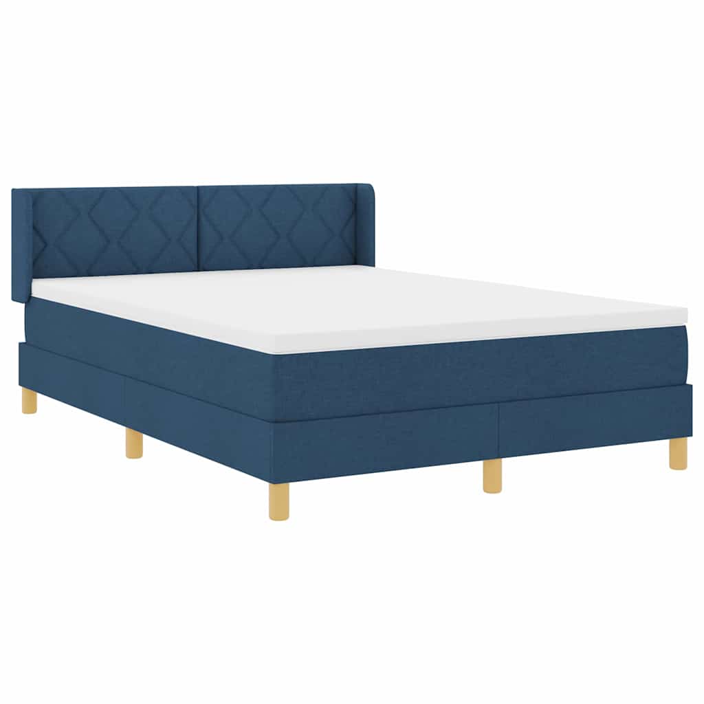 Boxspringbed met kussen met hoofdeinde Blauw 200 x 140 cm Stof