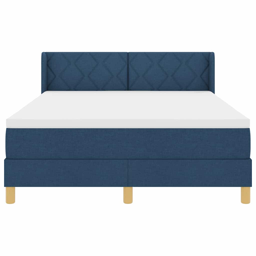 Boxspringbed met kussen met hoofdeinde Blauw 200 x 140 cm Stof