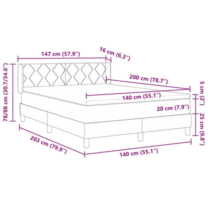 Boxspringbed met kussen met hoofdeinde Blauw 200 x 140 cm Stof