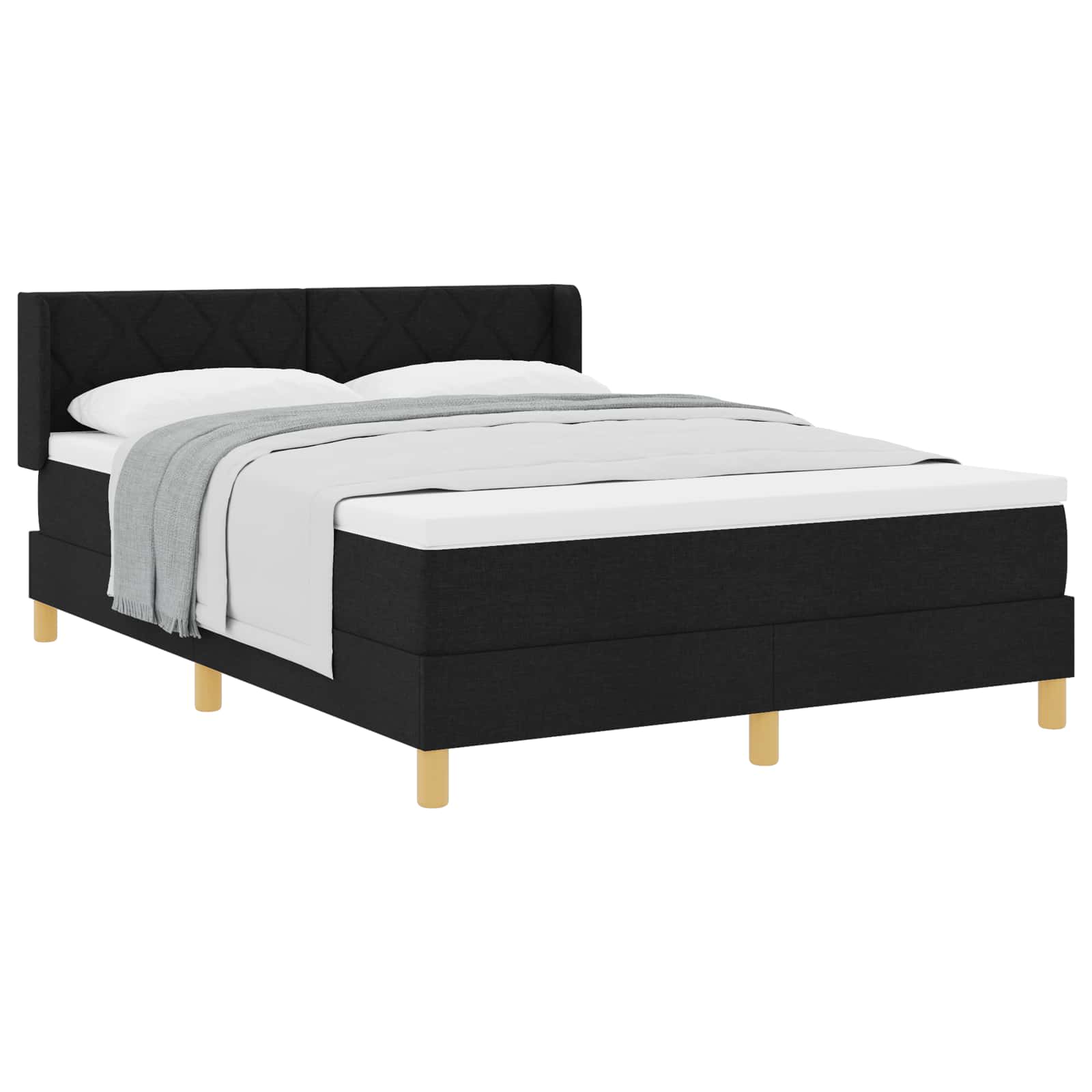 Boxspringbed met hoofdeinde Zwart 200 x 160 cm Stof