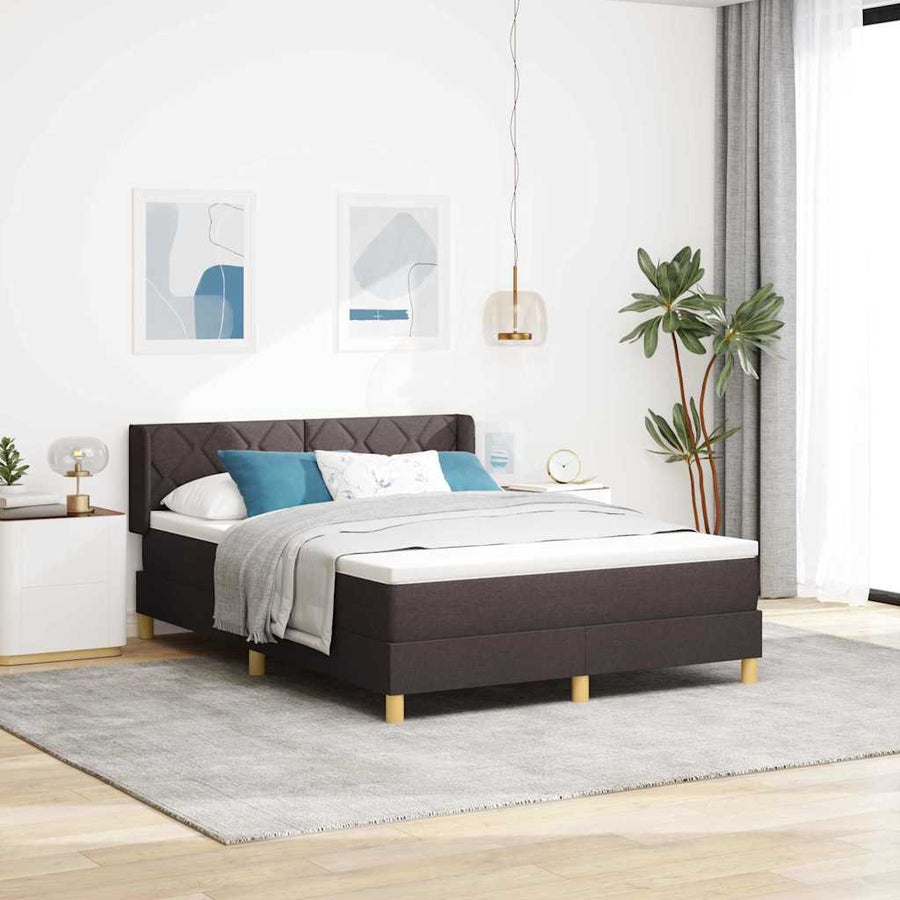 Boxspringbed met hoofdeinde Donkerbruin 200 x 160 cm Stof