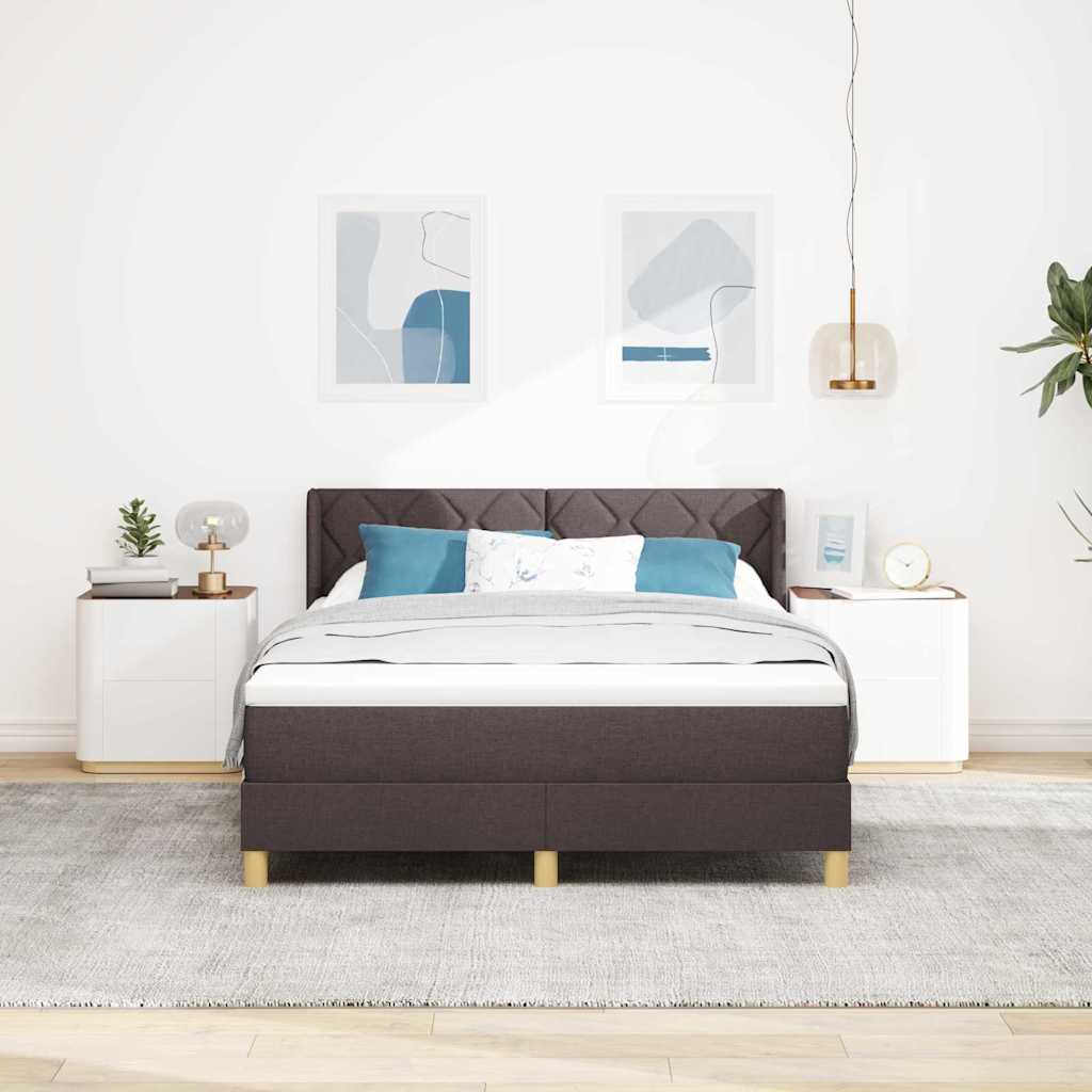 Boxspringbed met hoofdeinde Donkerbruin 200 x 160 cm Stof