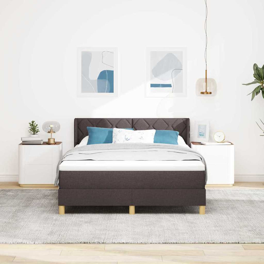 Boxspringbed met hoofdeinde Donkerbruin 200 x 160 cm Stof