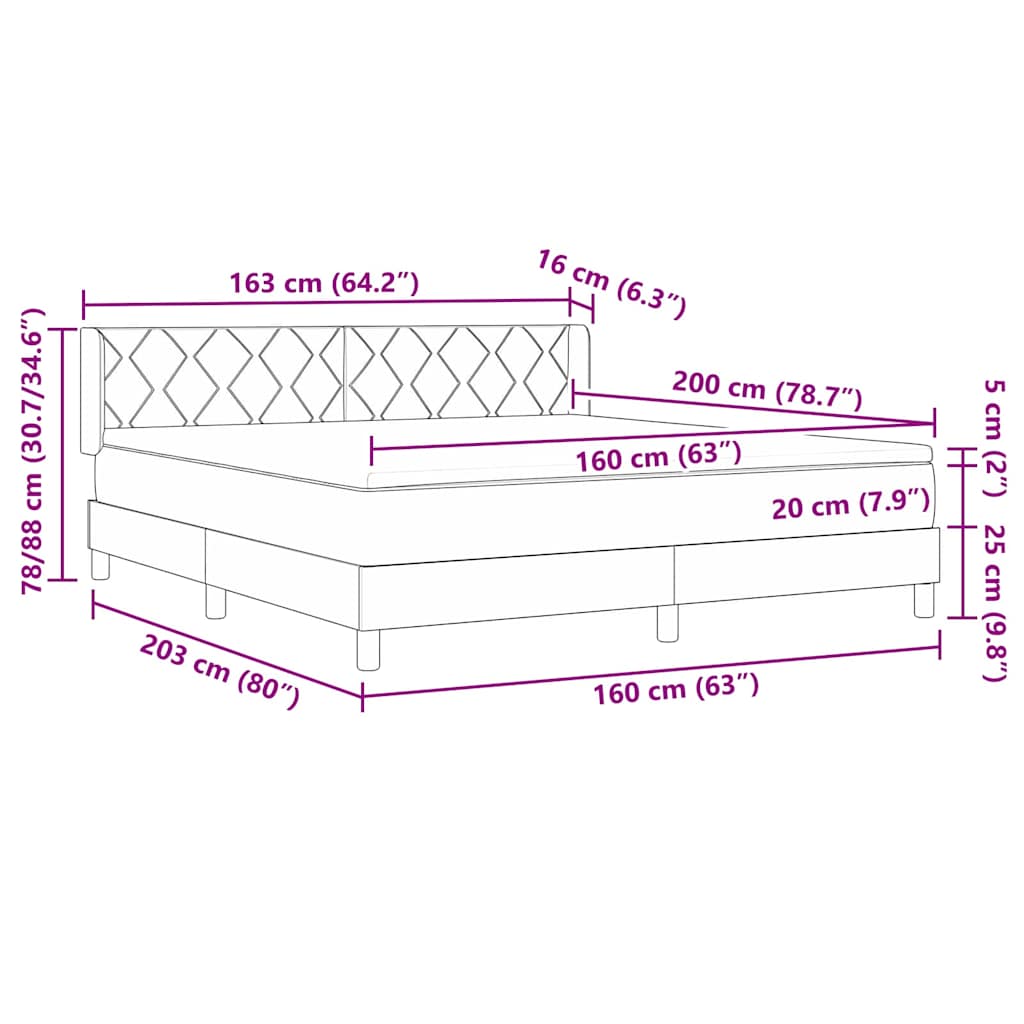 Boxspringbed met hoofdeinde Donkerbruin 200 x 160 cm Stof