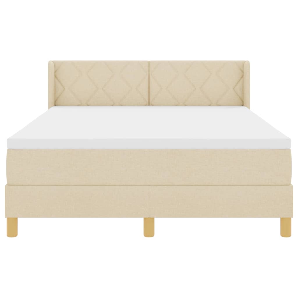 Boxspringbed met matras met hoofdeinde Crème 200 x 160 cm Stof