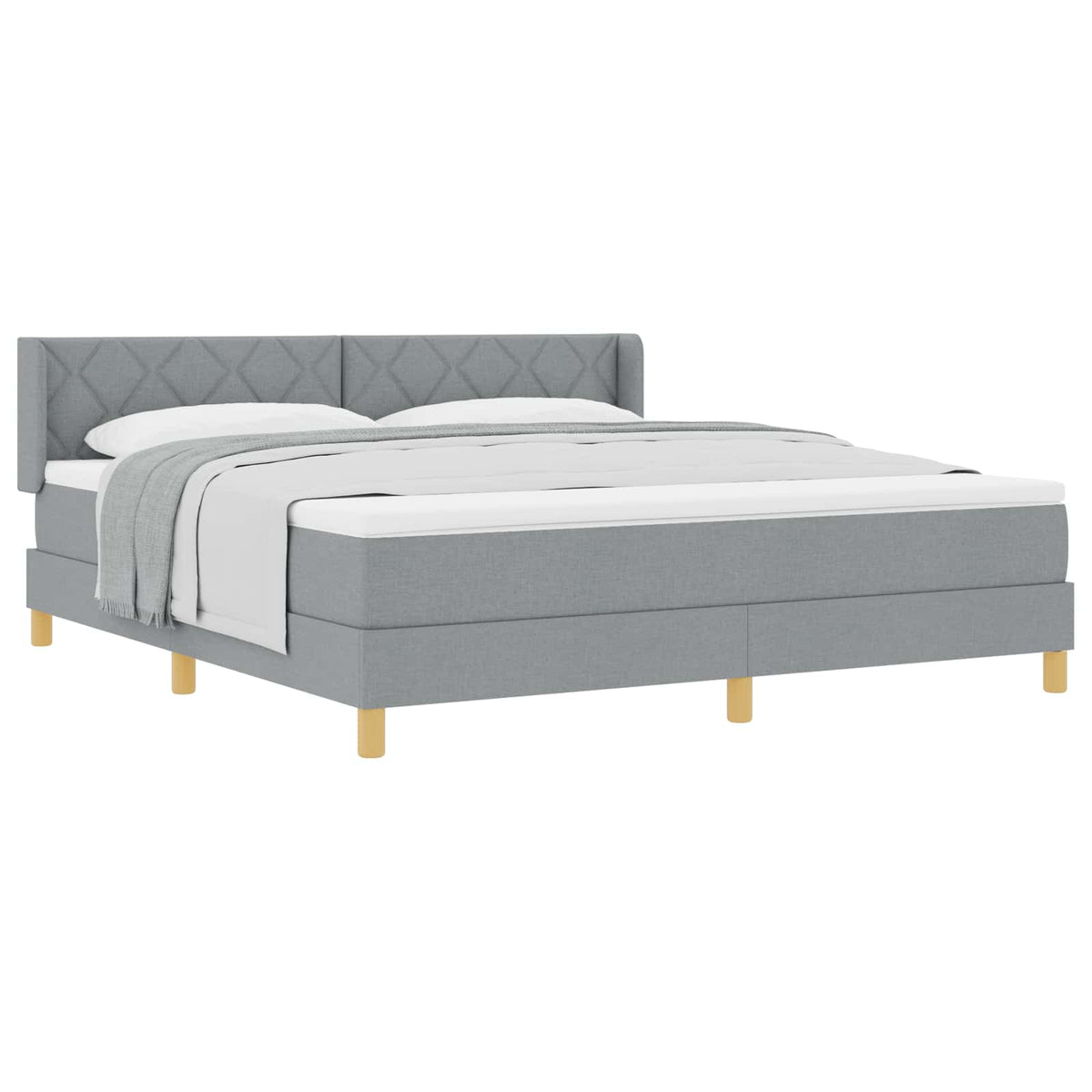 Boxspringbed met hoofdeinde Lichtgrijs 200 x 180 cm Stof