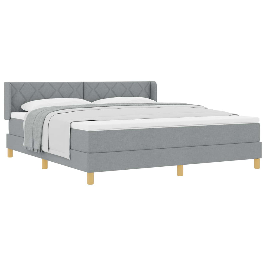 Boxspringbed met hoofdeinde Lichtgrijs 200 x 180 cm Stof