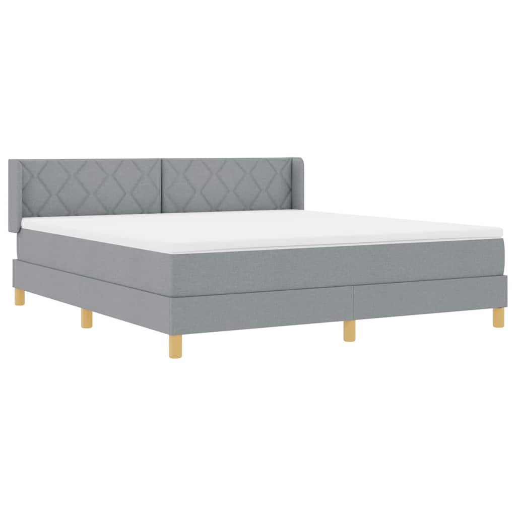 Boxspringbed met hoofdeinde Lichtgrijs 200 x 180 cm Stof
