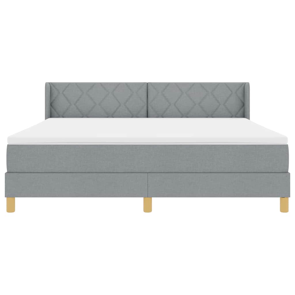 Boxspringbed met hoofdeinde Lichtgrijs 200 x 180 cm Stof