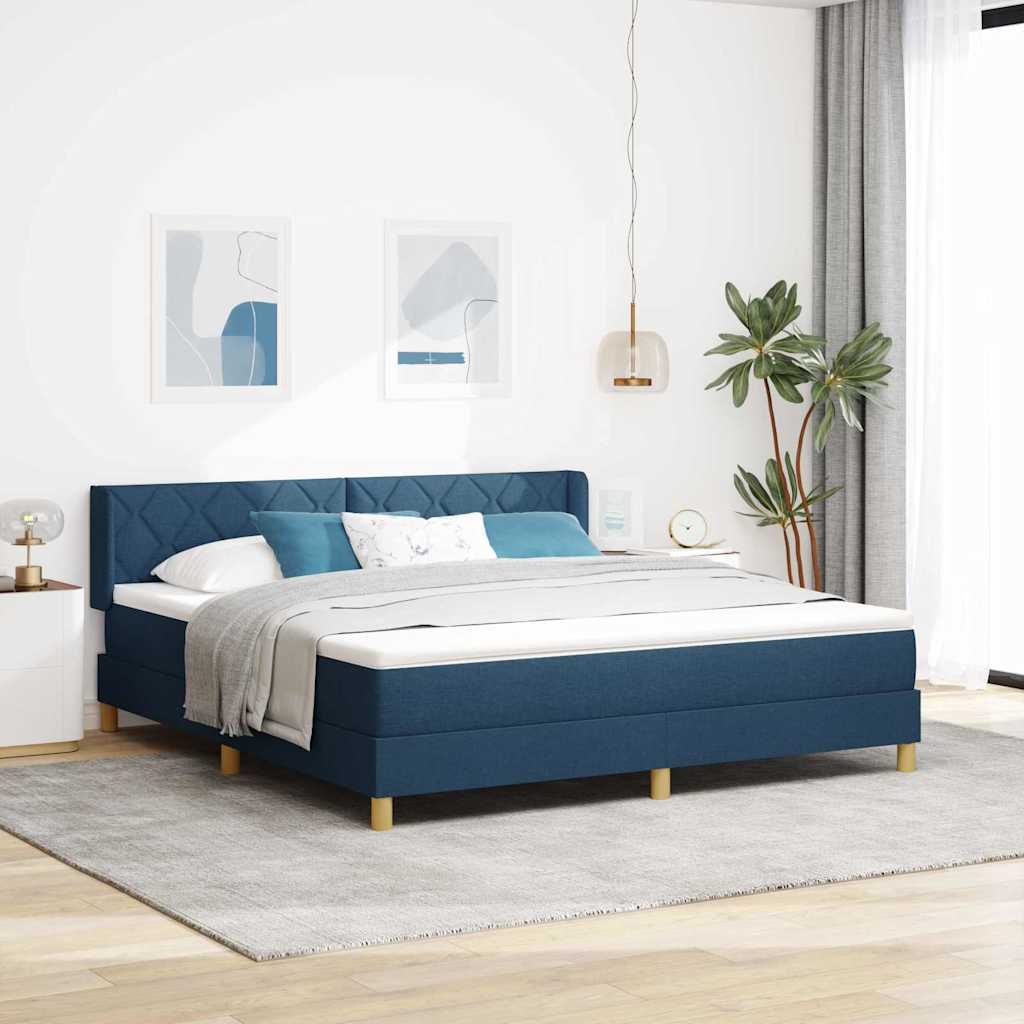 Boxspringbed met hoofdeinde Blauw 200 x 180 cm Stof