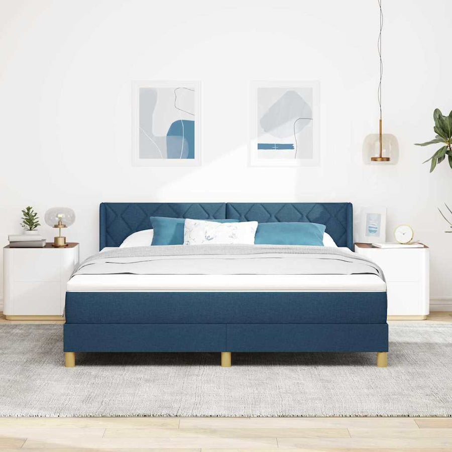 Boxspringbed met hoofdeinde Blauw 200 x 180 cm Stof