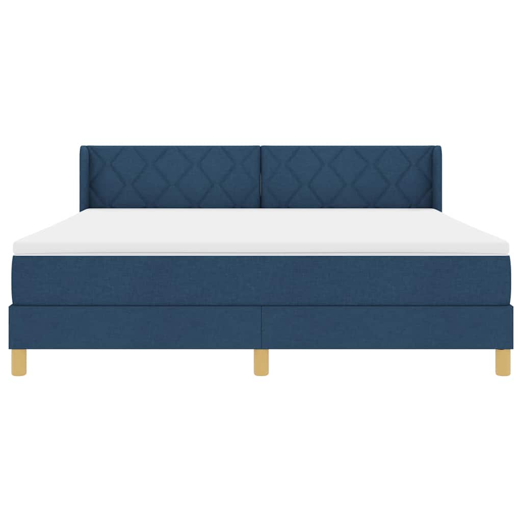 Boxspringbed met hoofdeinde Blauw 200 x 180 cm Stof
